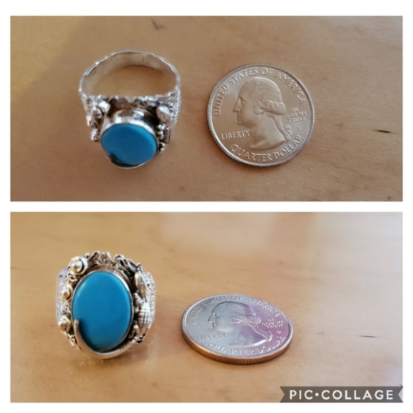 Genuin Sleeping Beauty Turquoise, Alligator Ring 8 - Picture 8 of 8